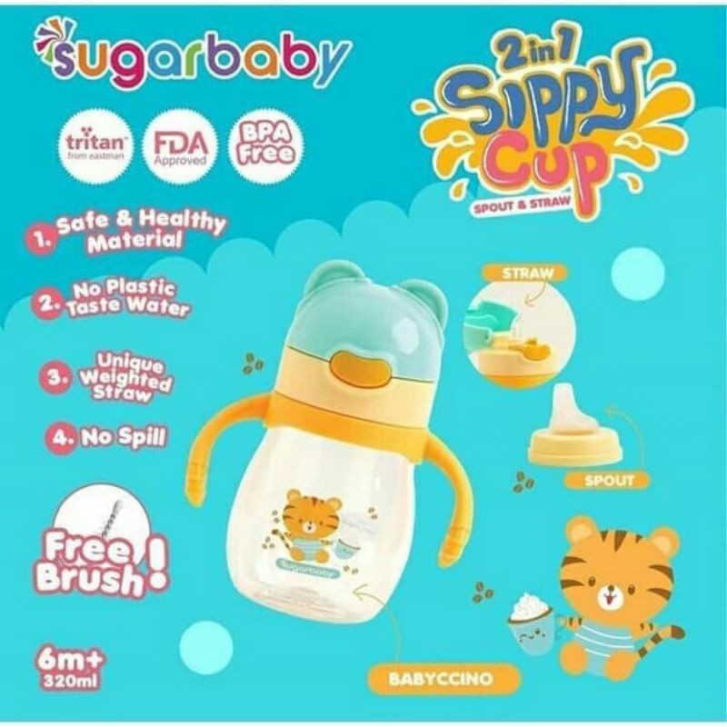 Sugar Baby 2 in 1 Tritan Sippy Cup 320ml Botol Minum Sedotan Bayi