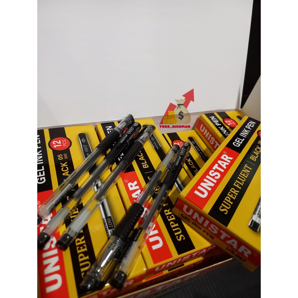 Pulpen Unistar Gel Ink US007 US802 Premium Pen Super Fluent Berkualitas