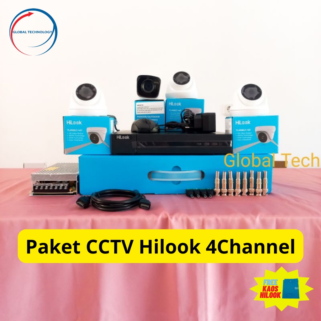PAKET CCTV HILOOK 2MP 4 CHANNEL SIAP PASANG