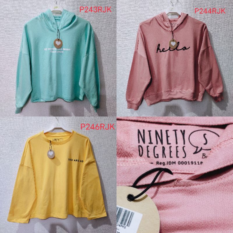 Ninety degrees Hoodie Oversize Wanita Rijek P243RJK P244RJK P245RJK P246RJK