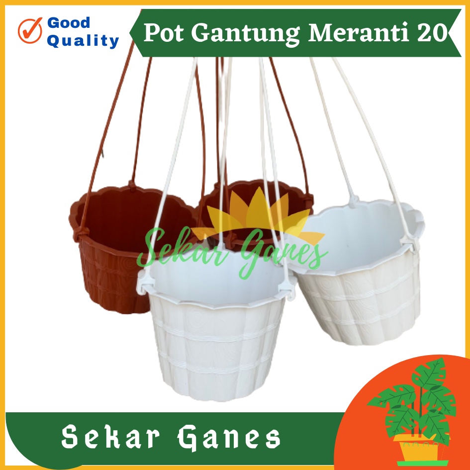 Pot Gantung Meranti 20 Putih Merah Bata Merah Coklat Terracota Terracotta Pot Bunga Gantung Motif Gentong Mirip Country Murah Termasuk Tali Pot Bunga Gantung Murah Grosir Unik Plastik Putih