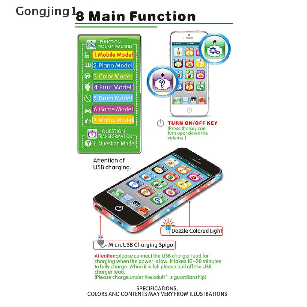 Gongjing1 Handphone Layar Sentuh Dengan Lampu LED Untuk Edukasi