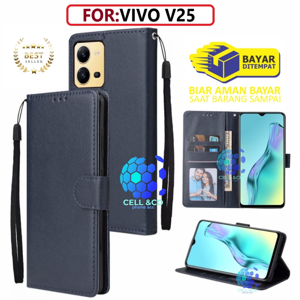 NEW VIVO V25 CASE FLIP LEATHER WALLET PREMIUM FLIP CASE BUKA TUTUP KESING HP CASING FLIP CASE WALLET VIVO V25 5G