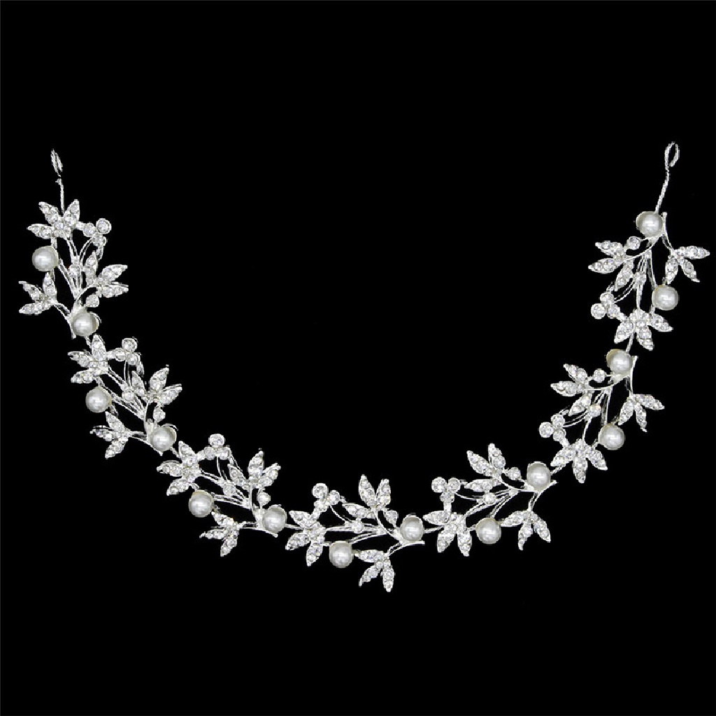 [OOID] Silver Bendable Pearl Crystal Bridal Hair Vine Wedding Headband Hair Accessories ID