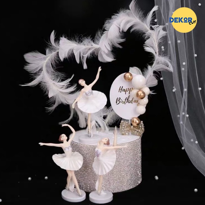 CAKE TOPPER BALERINA 1 SET ISI 3 PCS / Hiasan kue ulang tahun balerina / Aksesoris Kue Ulang Tahun