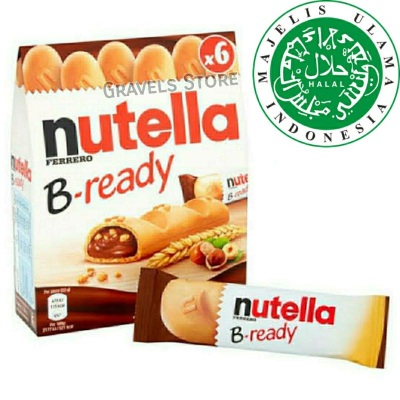 

[132gr] Ferrero Nutella HALAL B-Ready / B Ready / BReady - Wafer Hazelnut Chocolate Cokelat