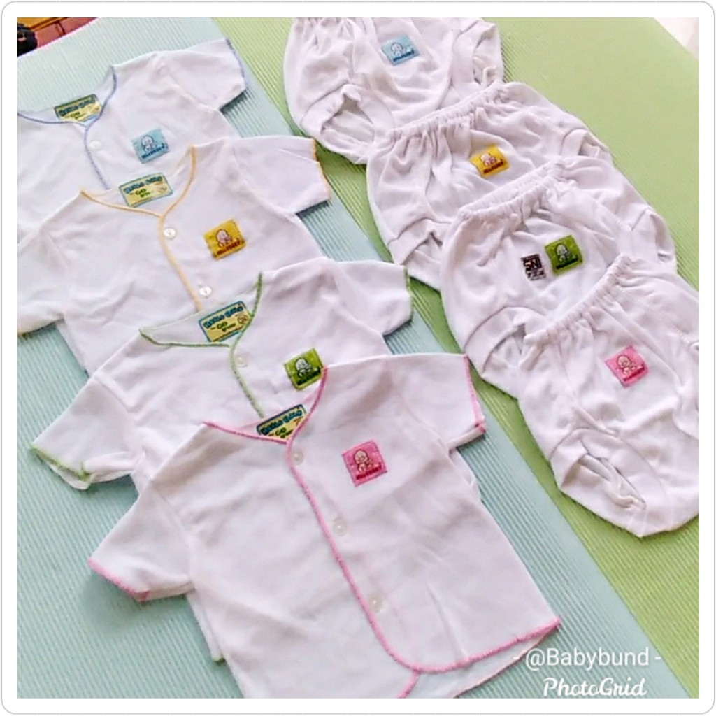 BAJU BAYI  POLOS SETELAN NEWBORN PUTIH USIA 0 3 BULAN 