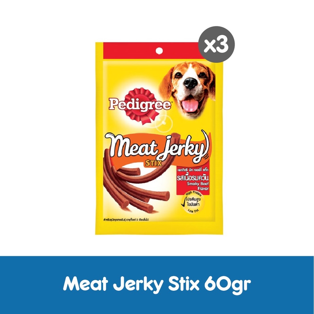 PEDIGREE Meat Jerky Stix Snack Anjing (3-Pack), 60g. Snack Anjing untuk Anjing Dewasa