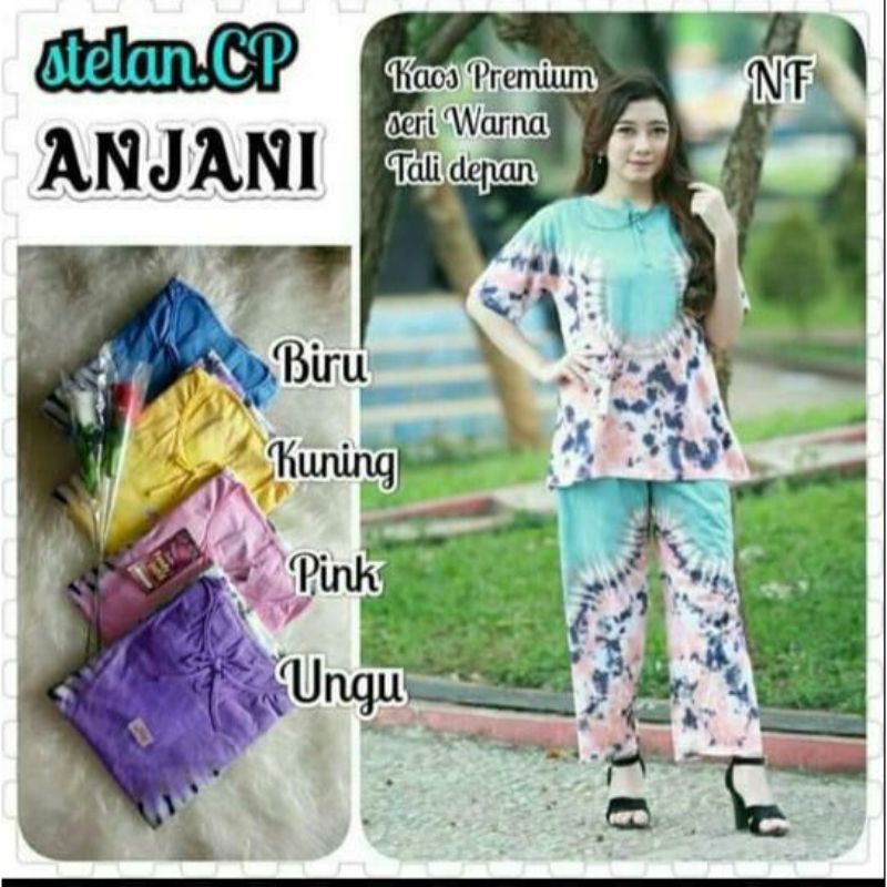 set Cp kaos batik/baby doll panjang motif pelangi set tie dye terlaris