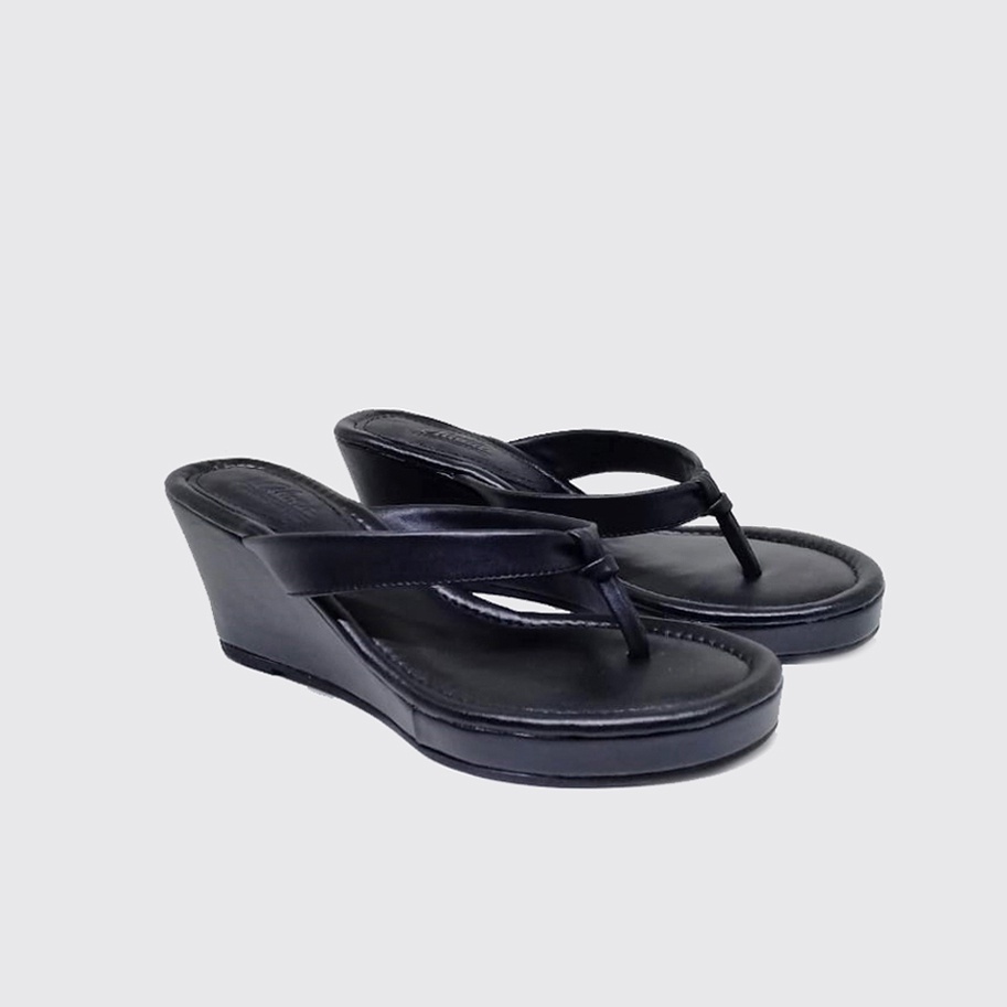 Wedges Black Flip Flop Big Size / Sendal Wanita Jumbo-Besar Ukuran 41-42-43-44-45 | Sandal Jepit Wedges Hak 7cm