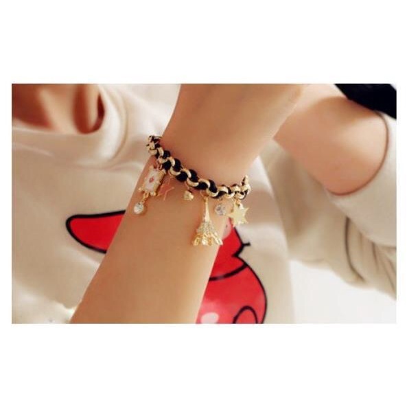 MORYMOSHI G18 Gelang Wanita Paris Fashion Aksesoris Korea-BLACK