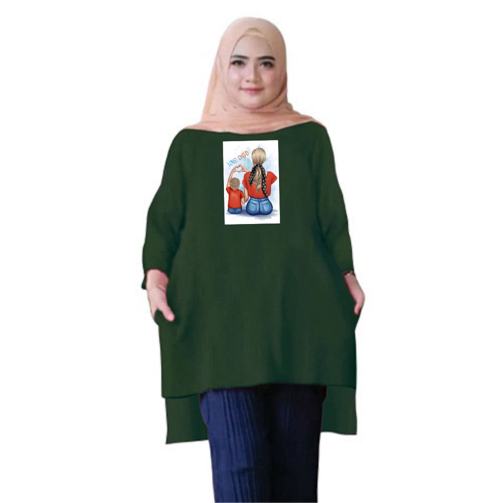 Tunik Atasan Wanita Jumbo Mom Love Child XXL/Baju Muslim/Blouse Jumbo