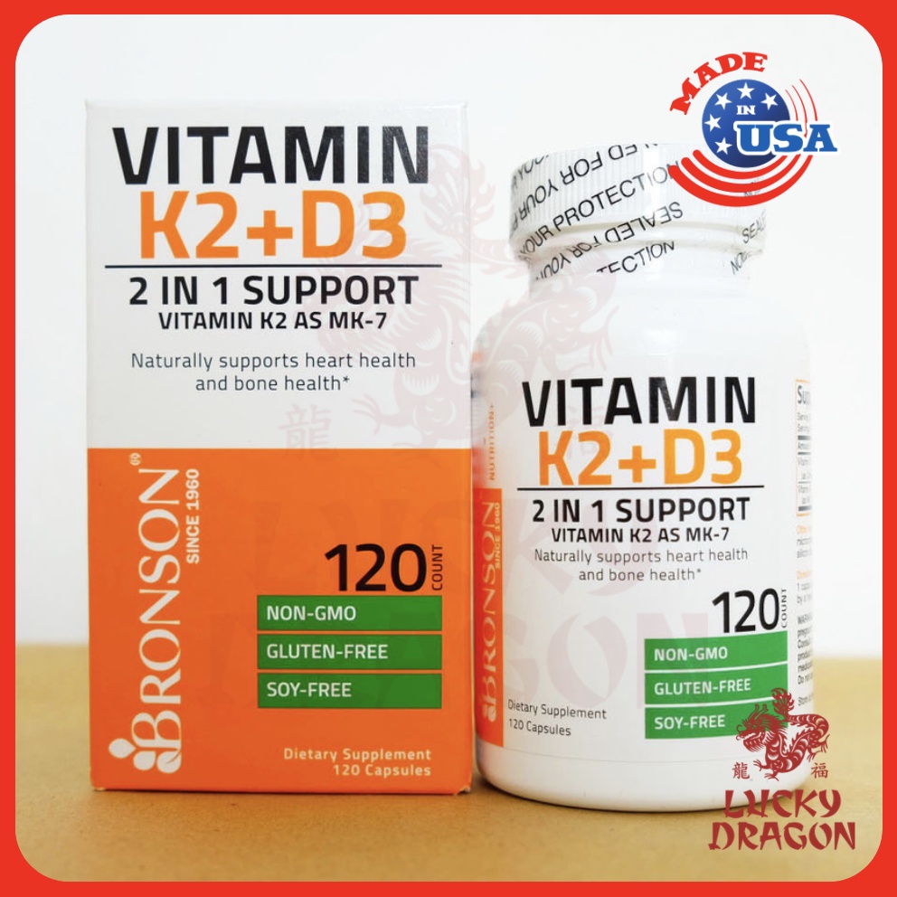 Bronson Vitamin D3 5000IU + K2 MK-7 90 mcg 120 Caps 5000 5,000 IU D3
