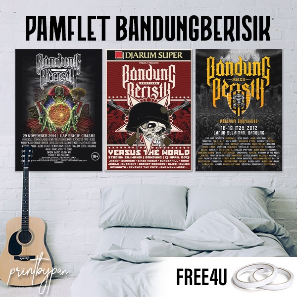 Poster BANDUNG BERISIK Metal Festival Pamflet Event Band Metal Rock A3 A4 - Poster Dinding Aesthetic