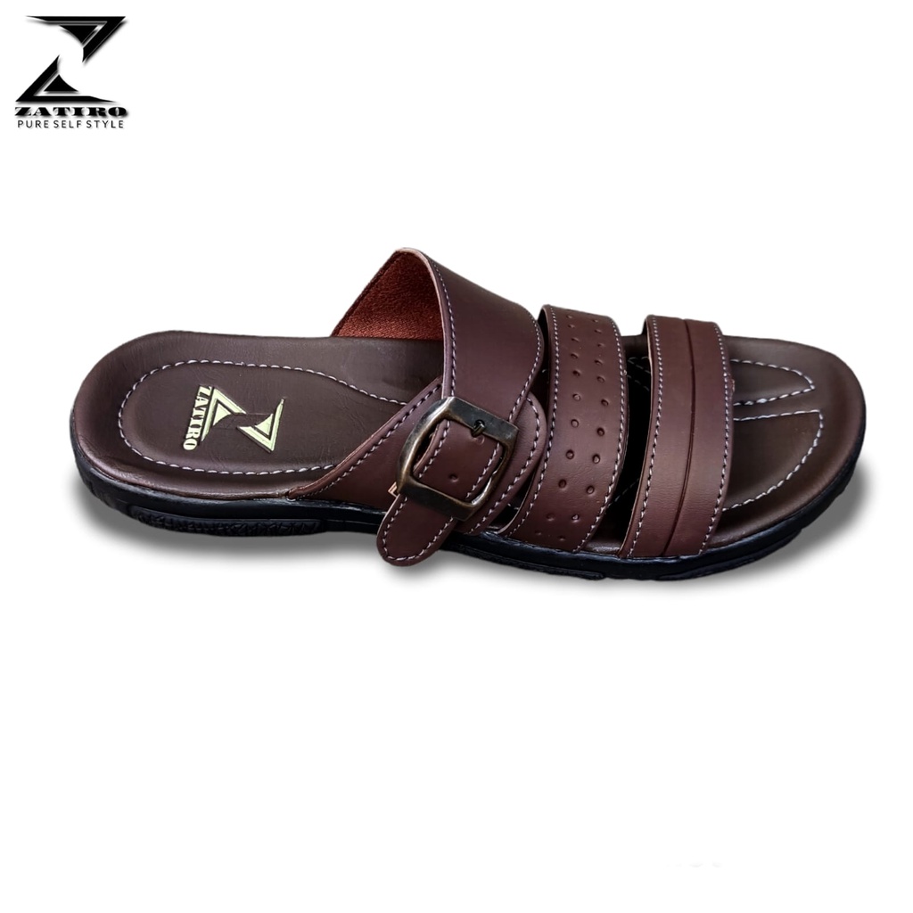 Berkah Shopee!! Sandal Slop Kulit Pria Casual - Dijamin Berkualitas Sesuai Foto - Terlaris Sandal Slip On Slide Kokop Fashion Termurah - COD 38 39 40 41 42 43