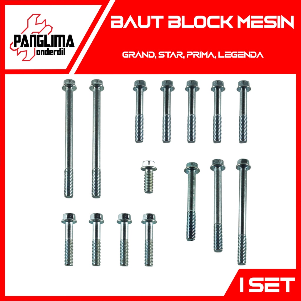 Baut Block Mesin Luar-Kiri-Kanan Honda Astrea Grand-Star Baud Blok Crankcase-Krengkes Cover Set