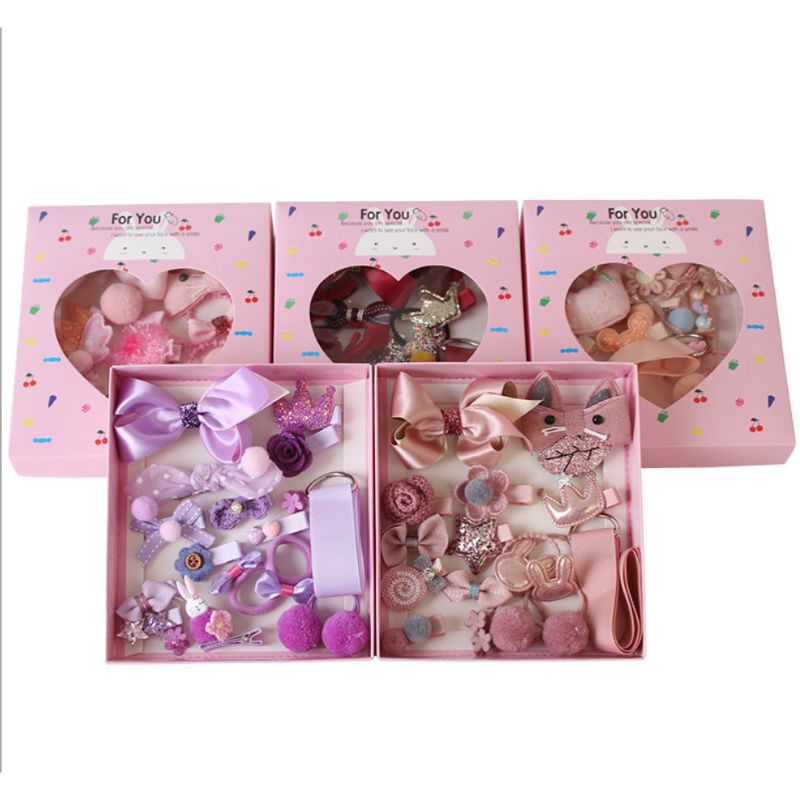 Ikat Rambut Anak-Anak 18 in 1 Jepitan Rambut Anak / Aksesoris Rambut (Free Box)