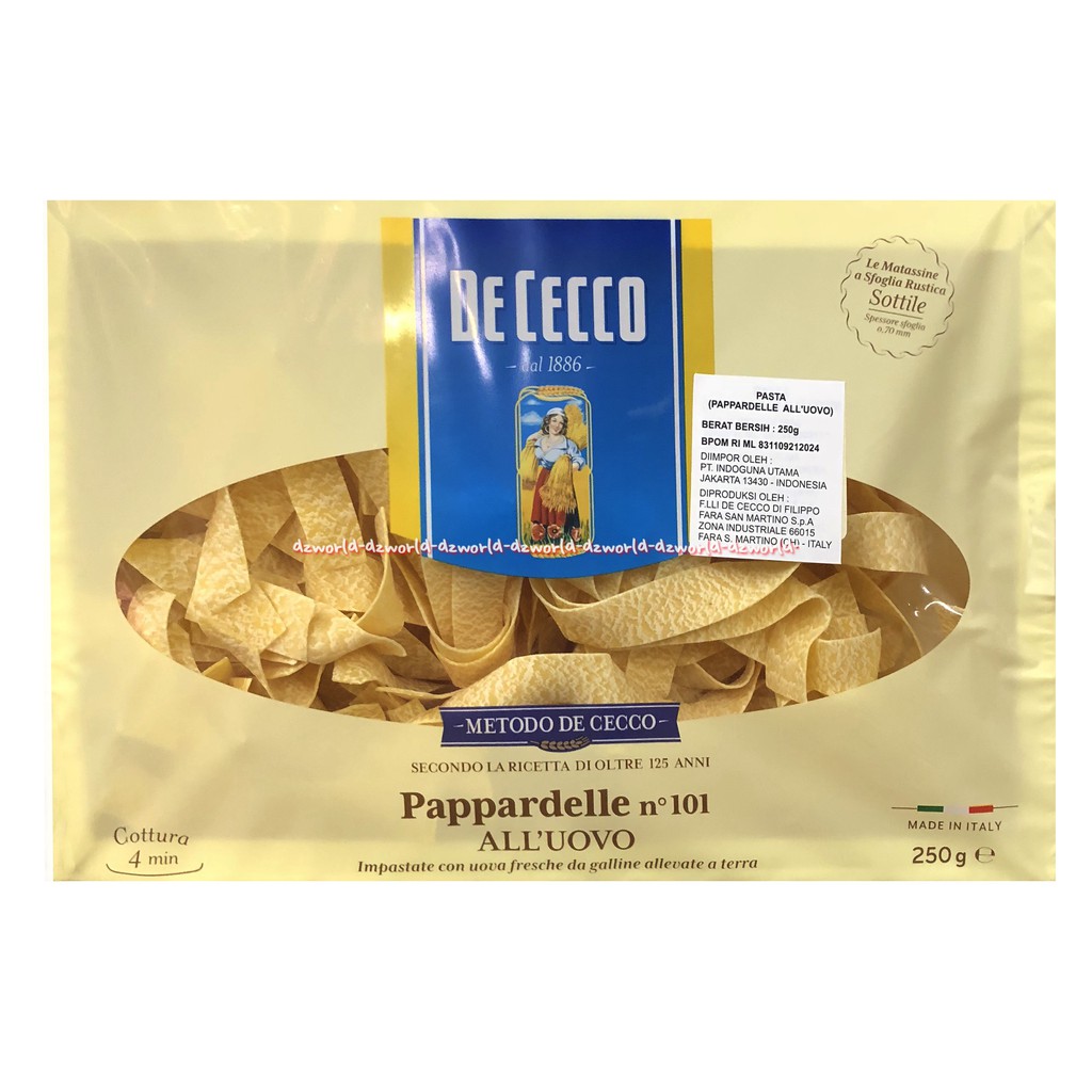 De Cecco Pappardelle No 101 All'uovo Mie Pasta Panjang Mi Pasta Instan 250gr Dececco Dececo Papardele