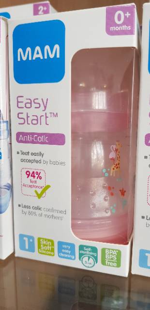 Mam Easy Start Anti Colic Bottle (PP) 160ml  - botol susu anti kolik / anti perut kembung / soft teat / nipple lembut/ menyerupai puting / orthodentic / colic / anti sedak / wide neck