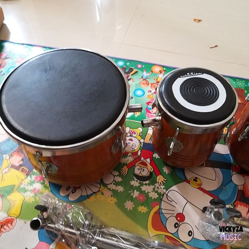 Ketipung Serbuk Besi Mika Rolling Gendang Dangdut Kulit Hitam Bonus Stand