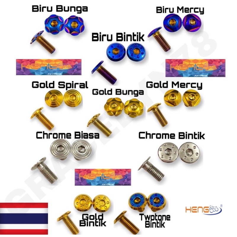 baut probolt piringan cakram HENG THAILAND baut probolt disc heng universal gold twotone 2tone crome stenlies