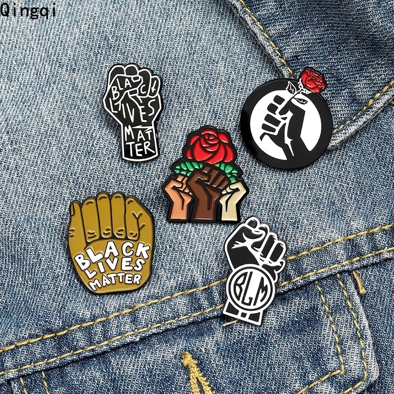 Blm Bros Pin Enamel Desain Kepalan Tangan Black Lives Matter Pasang Kerah Kemejatas