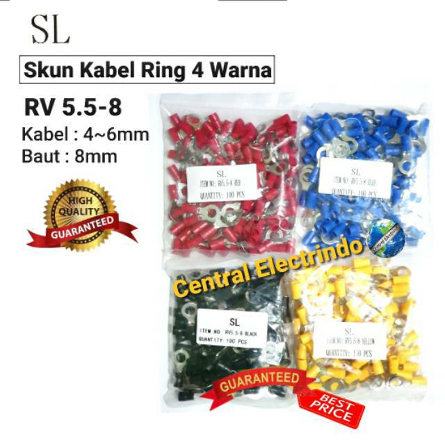 Skun Kabel Ring Warna RV 5.5-8 Kabel 4~6mm Baut 8mm SL.