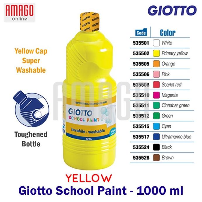 

TERBARU GIOTTO SCHOOL PAINT - YELLOW - 1.000 ml - 535502/CAT AKRILIK SET/CAT AKRILIK SET 24 WARNA/CAT AKRILIK PASTEL/CAT AIR/CAT AIR LUKIS SET/CAT AIR GIOTTO/KUAS LUKIS 1 SET/KUAS LUKIS KECIL/KUAS LUKIS LENGKAP/KANVAS LUKIS/KANVAS LUKIS SKETSA/KANVAS