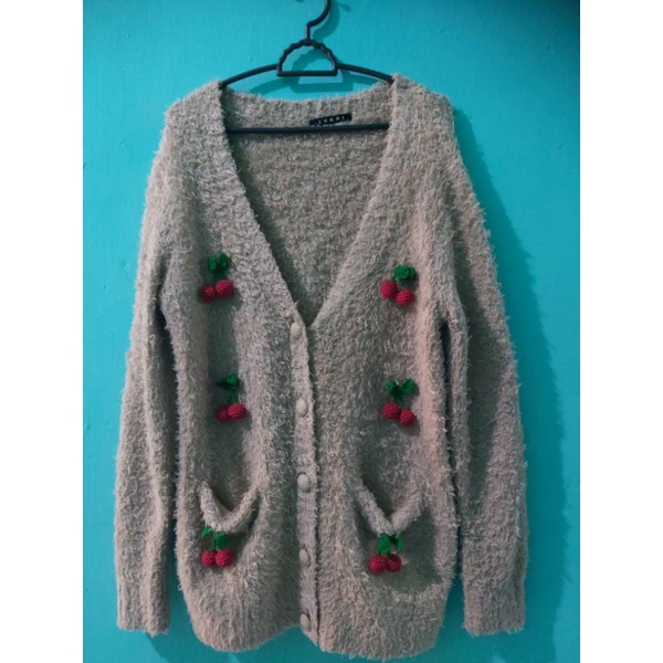 INGNI*Long cardie fuzzy chery coklat