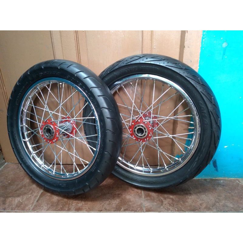Roda gerobak dorong model ruji jari2 motor ring 14 .tanpa as roda