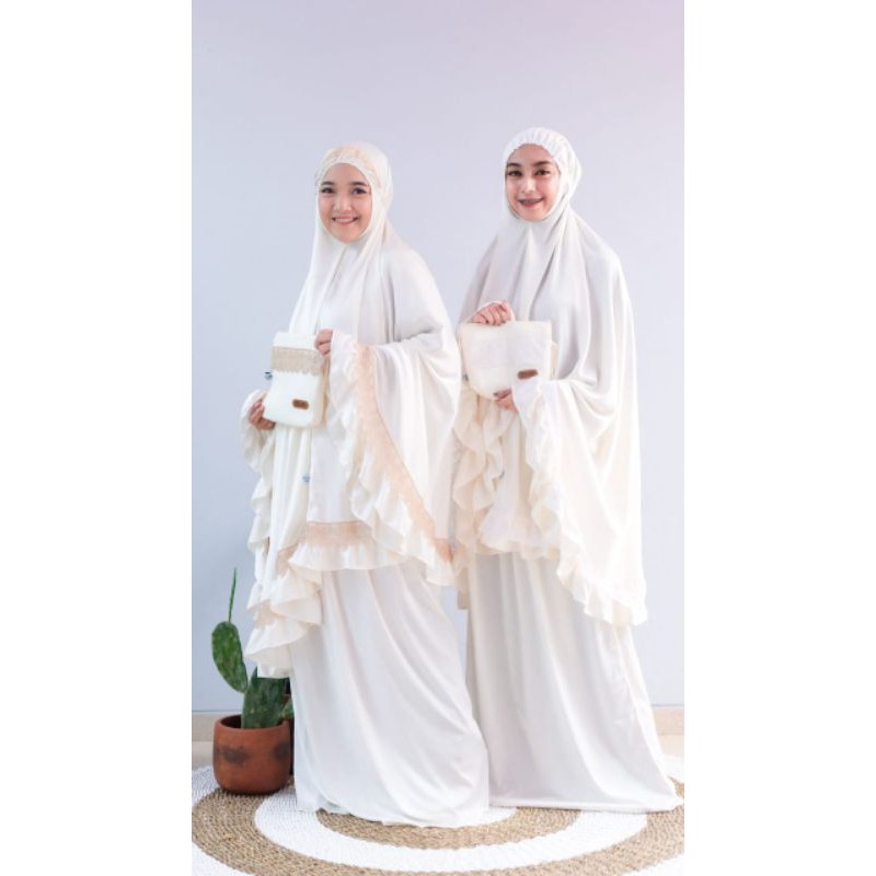 mukena syari silky premium renda tile | renda bordir