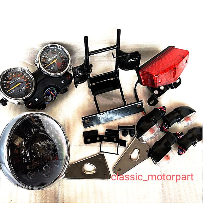 lampu depan bulat LED 7 inch rx king new reflektor lampu  depan LED scorpio set breket