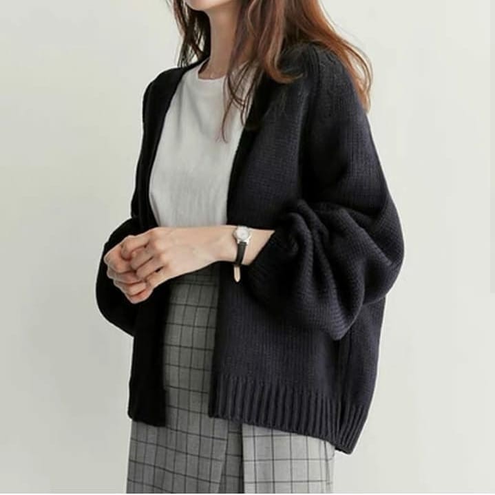 Baju Wanita Kardigan Rajut Casual Hitam