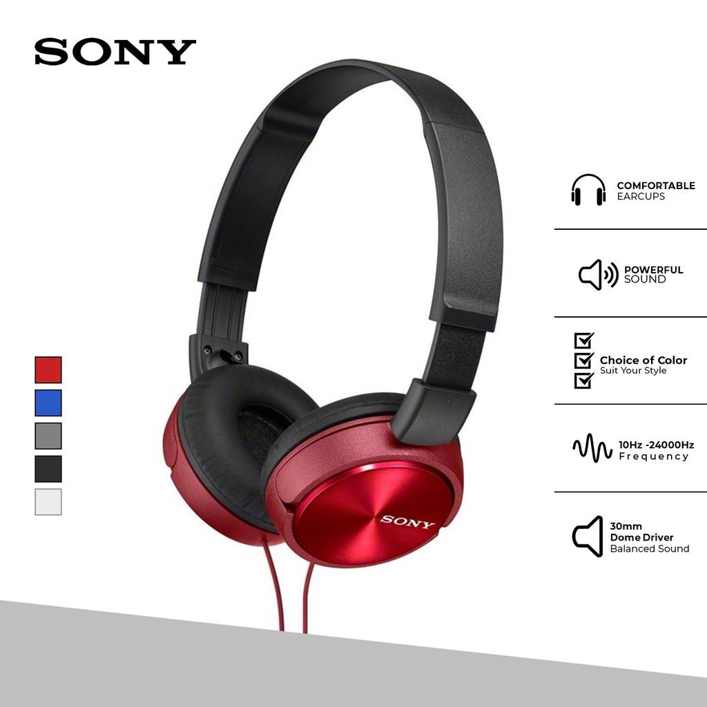 Sony MDR-ZX310AP Headset Mass Model Overbands With Microphone - Red Original