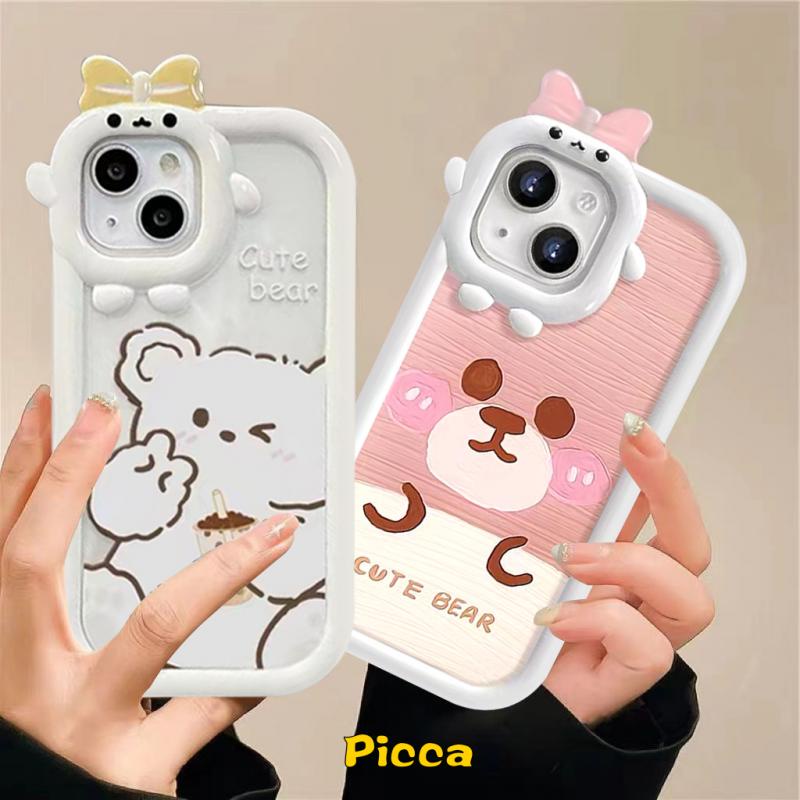 Case Motif Beruang Kecil Untuk Oppo A95 A17 A17K A77S A3s A15 A5s A7 A12 A16 A96 A57 A16s A54 A52 A31 A55 A76 A9 A74 Reno 5 4F 733 Az A11 A3 A52 Az Case Lensa Desain Monster