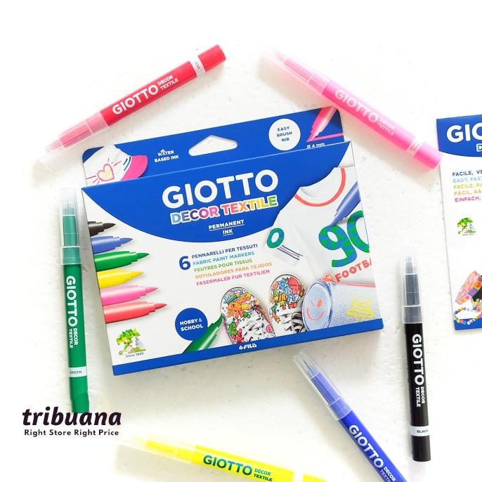 

Giotto Decor Textile 6 color/ Spidol Permanent Kain 6 warna