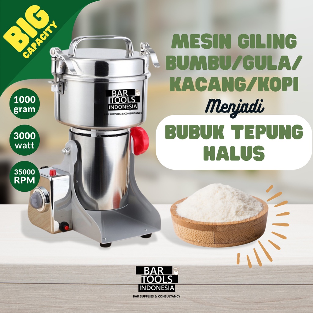 Mesin Giling Bumbu/Gula/Kopi Menjadi Bubuk Halus Tepung Electric Miller Grinder Kapasitas Besar 1000