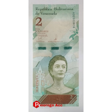 (GRESS/BARU) Uang Asing 2 Dos Bolivares Venezuela tahun 2018 2 republika bolivariana de venezuela