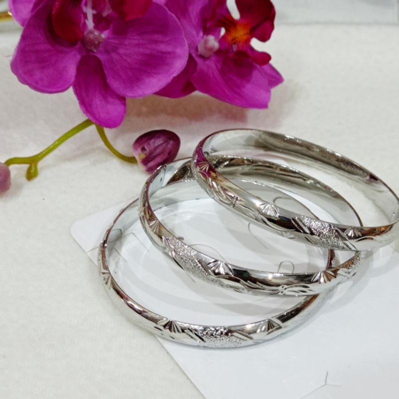 gelang tangan dewasa silver isi 3 pcs