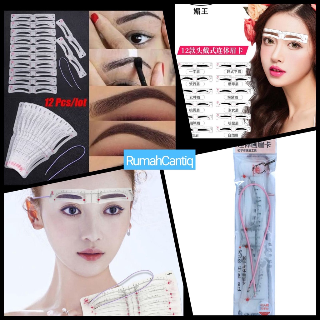 PENGGARIS CETAKAN ALIS EYEBROW RULER 1 SET ISI 12 MODEL