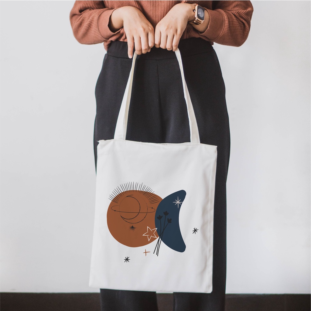 Sevine Tas Wanita Tote Bag Resleting Custom Totebag Laptop Artsy Nordic - WRS