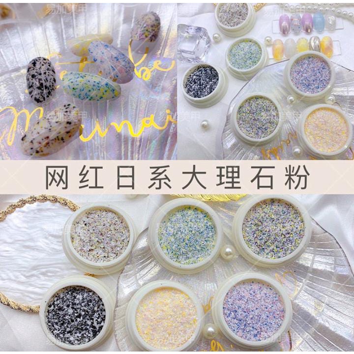 1 SET NAIL FLAKES EGG PASTEL TONE COLOR BUBUK CHROME GLITTER