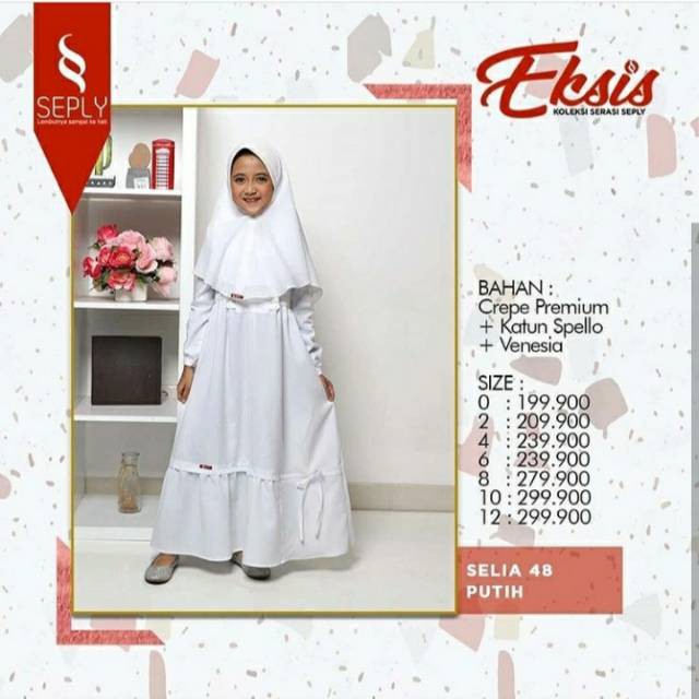Gamis Anak SEPLY SELIA 48 Putih || Seply Ethica