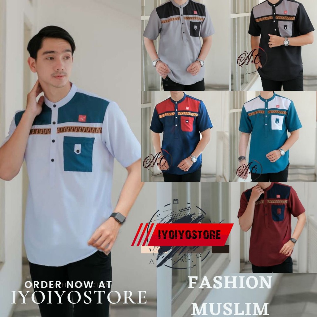 BAJU KOKO PRIA BAJU KOKO MODERN PRIA DEWASA 2021 LENGAN PENDEK BAHAN KATUN TOYOBO/BAJU KURTA PRIA LE