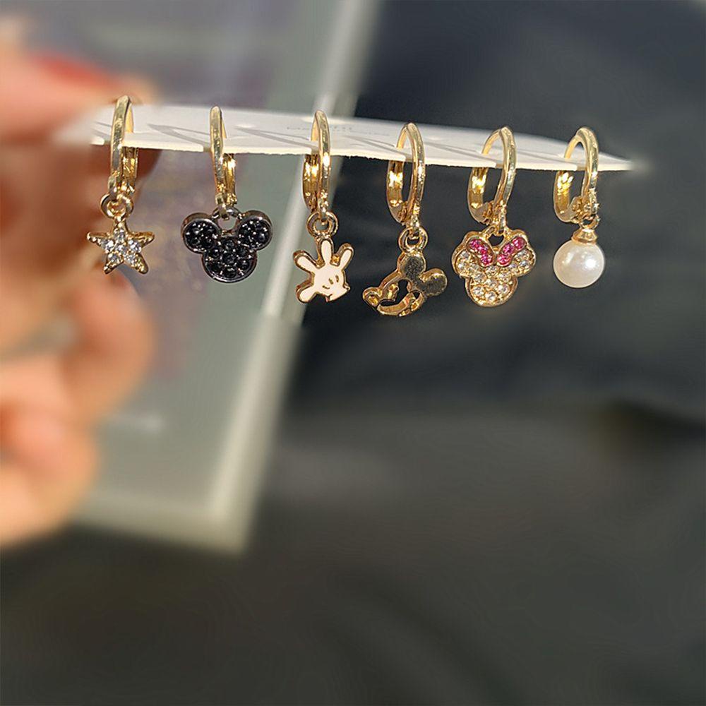 Needway Anting Asimetris Gadis Lucu Mutiara Hadiah Besar Perhiasan Telinga Bintang Anting Gaya Korea