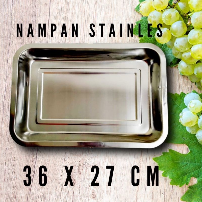 Nampan stainless persegi / nampan baki stainless / baking tray stainless 36 X 27CM