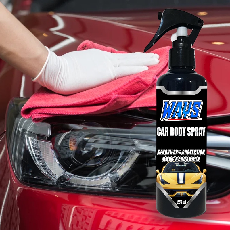 WAYS Car Body Spray Pengkilap Body Glossy Dashboard Mobil Motor Semi Coating - FREE LAP MICROFIBER 250ml