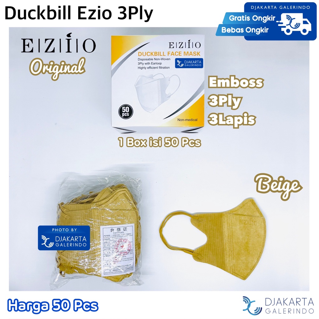 Masker Duckbill Ezio 3Ply Original isi 50Pcs