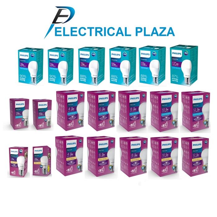 Philips LED Bulb MyCare Essential 3W 4W 5W 6W 7W 8W 9W 10W 11W 12W 13W 15W Putih Kuning Lampu 3 4 5 6 7 8 9 10 11 12 13 15 Watt W