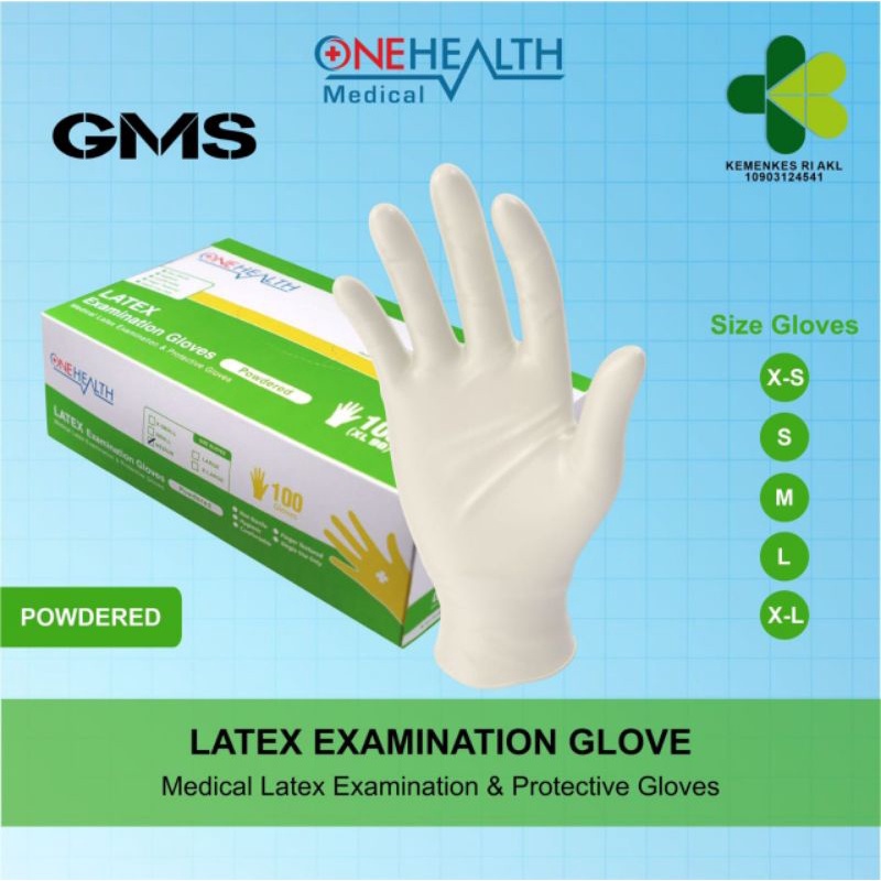 Sarung Tangan Latex Karet Onehealth Per Box isi 100 Pcs / Examination Gloves